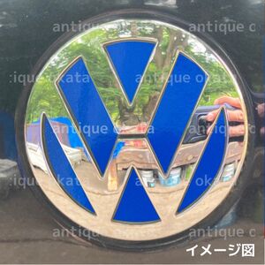 VW POLO 9N リア 6Q0 853 630 A 外装 エンブレム 用 ステッカー 内径約85.6mm 艶 青 ブルー ハイグロス グロッシー シート