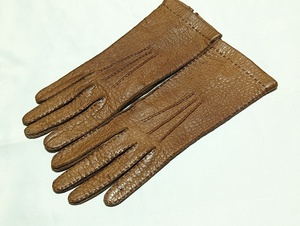 イギリス ペッカリー ハンドソーン 革手袋 ブラウン Sサイズ