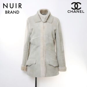 シャネル CHANEL コート ムートン ジャケット 02A グレー