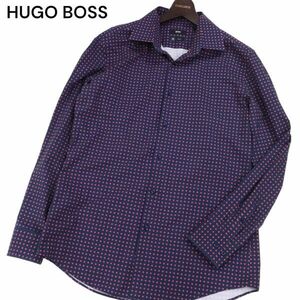 HUGO BOSS ヒューゴボス 通年 SLIM FIT★ 長袖 総柄 スリムフィット シャツ Sz.42 16 1/2　メンズ　I4T01334_4#C