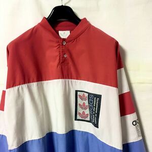 【80s adidas 3トーン プルオーバー ジャケット】ビンテージ レア 古着 90s トレフォイル