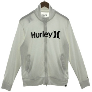 ハーレー Hurley ジャケット 水陸両用 スタンドカラー ロゴプリント 長袖 サムホール UPF50+ ホワイト 白 ブラック 黒 M メンズ