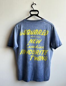 【美品】DSQUARED2 カットソー 半袖 Tシャツ メンズ M バックプリント ネイビー 紺 ウォッシュ加工 イタリア製 ディースクエアード