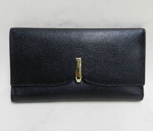 ■ FURLA フルラ リボン レザー 長財布 黒 ブラック USED品！