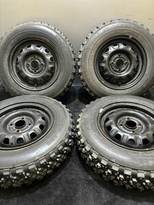 165/80R13 ADVAN/IT-14 96/97年製 ホンダ EFシビック 純正 スチール 13インチ 5J ＋45 100 4H スタッドレス 4本 スパイクタイヤ (2-E371)