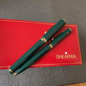 SHEAFFER シェーファー 万年筆/ボールペン　18ｋ750　インク、ケース付属　 グリーン　ペン先 Ｓ~Ｍ