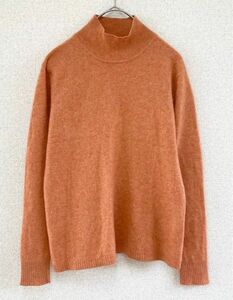 良品　cashmere　ハイネック　カシミヤ100%　長袖　ニット　セーター　オレンジ　レディース　Mサイズ