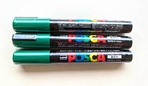 ■最終値下げ!送料無料!未使用・新品!POSCA ポスカ 中字丸芯 緑 3本セット green グリーン■