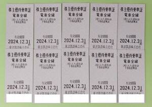 ●【定形郵便送料無料】東武鉄道　株主優待乗車証　電車全線　乗車券 10枚セット　2024年12月31日まで