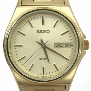 新品 SEIKO セイコー SPIRIT スピリット 腕時計 SCDC002 クオーツ ラウンド ゴールド カレンダー おしゃれ シンプル 電池交換済 動作確認済