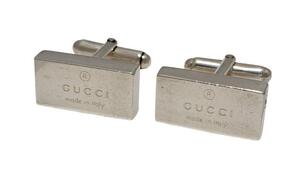 グッチ GUCCI カフス シルバー カフリンクス スクエア ロゴ SV925 カフスボタン メンズ アクセサリー 【中古】