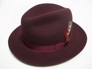 【送料無料 即決】New York Hat ニューヨークハット NewYorkHat Lite Felt Fedora 中折れ フェルトハット バーガンディー M新品MADE IN USA