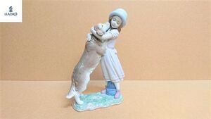 再)N-66 LLADRO リヤドロ 6903 待ってたよ 女の子 犬 フィギュリン ポーセリン スペイン 人形 陶磁器 置物 girl dog figurine object SPAIN