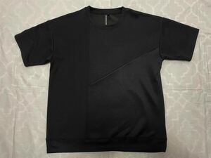 ●大きいサイズ LL メンズ●新品●HK WORKS LONDON　ナナメ配色切替　少し厚め半袖Tシャツ●黒