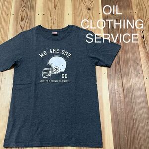 OIL CLOTHING SERVICE オイルクロージングサービス Tシャツ T-shirt 半袖 アメフト プリントロゴ ダークグレー アメカジ サイズ3 玉mc3071