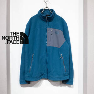 M / THE NORTH FACE ザ ノースフェイス フリースジャケット 裏地 ボア アウター アウトドア 古着 ブルー ネイビー ロゴプリント メンズ 