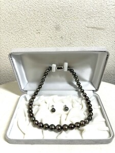 黒蝶真珠 黒真珠 パールネックレス SILVER刻印 8.5〜11.5mm / K14WG刻印 パールピアス 本真珠 ケース付