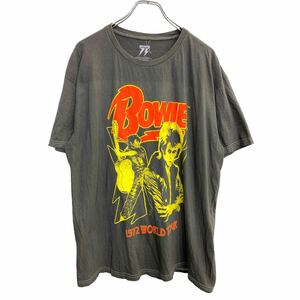 BOWIE 半袖 プリント Tシャツ Lサイズ ボウイ グレー コットン メキシコ製 古着卸 アメリカ仕入 t2408-3492