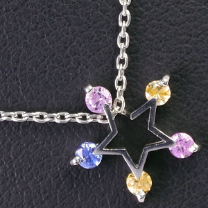 STAR JEWELRY スタージュエリー スター マルチストーン ネックレス Pt950プラチナ マルチカラー レディース【52010381】中古