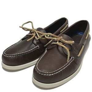 未使用 SPERRY TOP-SIDER スペリー トップサイダー A/O 2-EYE レザー デッキシューズ US:9.5M CM:27.5 濃茶