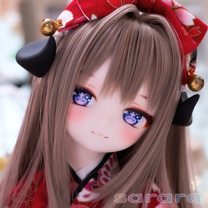 【sarara】DDH-01 セミホワイト肌 ソフビ盛り カスタムヘッド+レジンアイ２種類+角パーツ