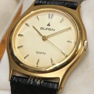 【即決/送料無料】 BUREN vintage watch quartz ビューレン ビンテージウォッチ クォーツ ゴールドカラー 中古腕時計 