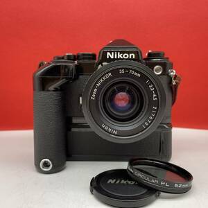 □ Nikon FE2 一眼レフ フィルムカメラ ボディ Zoom-NIKKOR 35-70mm F3.3-4.5 Ai-s 動作確認済 現状品 MD-12 モータードライブ ニコン 