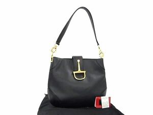 1円 ■美品■ CELINE セリーヌ レザー ワンショルダーバッグ 肩掛けかばん レディース ブラック系 BN0285