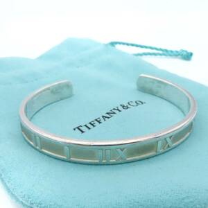 【送料無料】 美品 Tiffany&Co. ヴィンテージ ティファニー アトラス シルバー カフ バングル SV925 1995 HK12