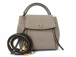 1円 ■新品■未使用■ TORY BURCH トリーバーチ レザー 2WAY クロスボディ ワンハンドル ハンドバッグ ショルダー グレージュ系 FA8756