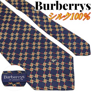 Burberrys バーバリーズ 総柄 ジオメトリック柄 ホースロゴ シルクネクタイ ブランドネクタイ 古着