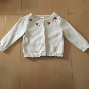 送料込み　ジンボリー GYMBOREE コットンカーディガン　オフホワイト　上品なお花の刺繍　6-12M 70-80cmくらい　送料無料