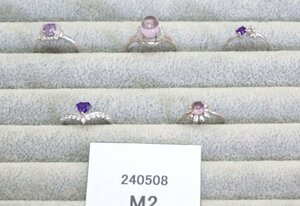 Nz25[23]S925メッキ 天然石アメジスト指輪まとめて5点セット★紫水晶 シルバーメッキ レディースファッションリング @@240508M2