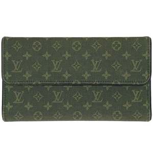 ルイ・ヴィトン Louis Vuitton ポルトトレゾール インターナショナル 三つ折り 長財布 モノグラムミニ TSTカーキ M92443 レディース 中古