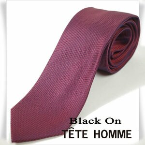 新品1円～★Black On TETE HOMME テットオム シルク絹100% ネクタイ 織柄 ボルドー 正規店本物◆7802◆