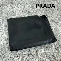 状態考慮 PRADA プラダ サフィアーノ レザー 二つ折り財布 ブラック