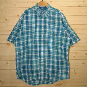 ◎美品！PENDLETON ペンドルトン◆ボタンダウンシャツ チェック 半袖 シャツ カジュアル 紳士◆メンズ 緑 Mサイズ◆AA0193