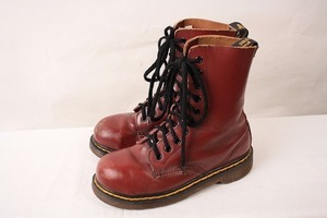 英国製 ドクターマーチン UK4/22.5cm-23.0cm/スチールトゥ 10ホール チェリー イングランド製 ブーツ dr.martens レディース 中古 dh2820