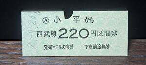 B (S) 【即決】西武鉄道 小平→220円 5649