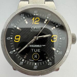 ★1円スタート★ORIS オリス WILLIAMS ウィリアムズ F1 デイト メンズ 腕時計 7560 自動巻き ジャンク 黒文字盤 ベルト純正 裏スケ 中古品