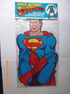 スーパーマン Superman 超貴重ビンテージ品 １９７７年製　８個所の関節が可動　厚紙製　85ｃｍ　ジョイント・アクション