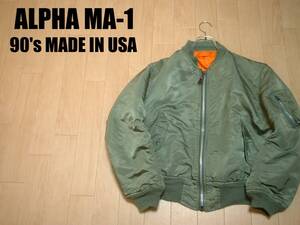 ALPHA INDUSTRIES.セージグリーンMA-1フライトジャケットL正規アルファMA1米国製MADE IN USAエアフォースU.S.AIR FORCEブルゾンCWU-45P