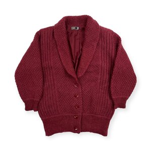 DAKS ダックス 裏地付き ショールカラー ウール ニット ジャケット カーディガン サイズ M /赤紫/ワインレッド/メンズ/紳士