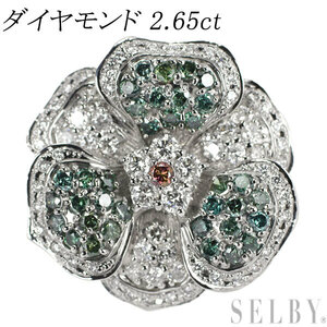 K14WG/ K18WG ダイヤモンド ブローチ兼ペンダントトップ 2.65ct 出品3週目 SELBY