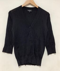 さ1539 A.P.C. アーペーセー 七部袖ニット レディース M ブラック 