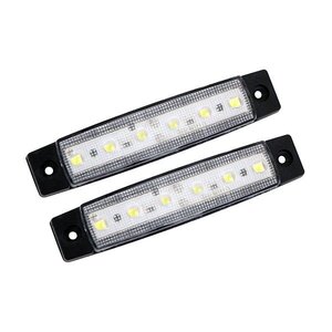 24V LED 6発 サイドマーカー 白 ホワイト 2個 フラット 角型 9mm 薄型マーカー トラック 車高灯 車幅灯 路肩灯 ワークライト デイライト