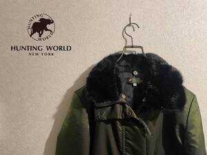 ◯ イタリア製 HUNTING WORLD ファーカラー ハーフ コート / ハンティングワールド ハイネック ステンカラー M Ladies #Sirchive