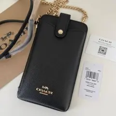 COACH コーチ　スマホケース　ショルダーバッグ　財布　ブラック　黒色