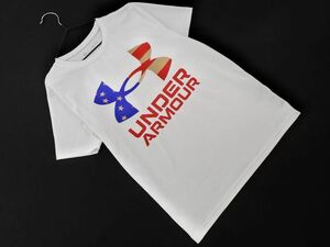 ネコポスOK UNDER ARMOUR アンダーアーマー プリント Tシャツ sizeYLG(145〜155cm)/白 ■◆ ☆ eha5 子供服