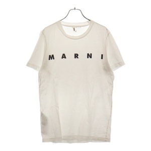 MARNI マルニ オーガニックジャージー フロントロゴプリント 半袖Tシャツ ホワイト HUMU0198PO